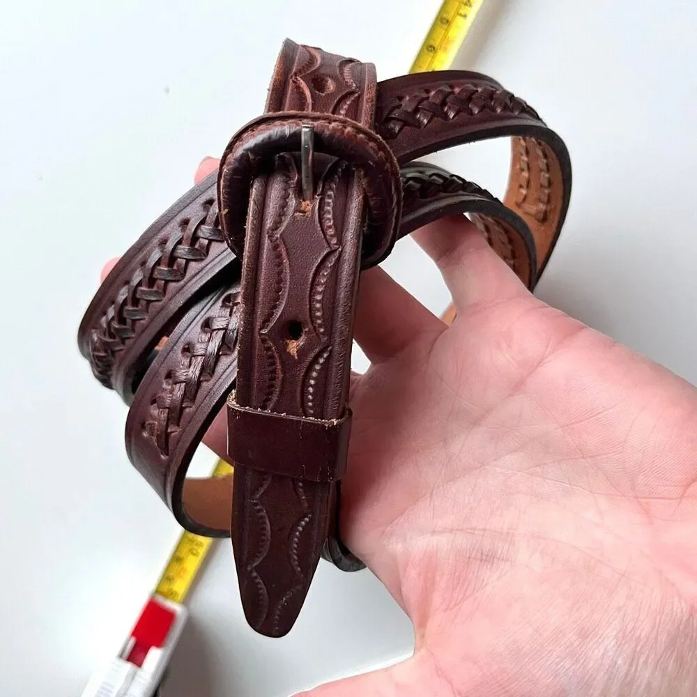 VTG Cinturones Reynaga Mexico Hand Tooled Leather Belt 44